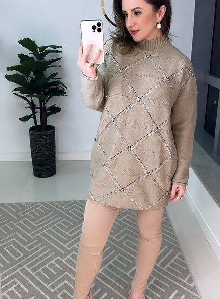 maxi tricot bordado paetê