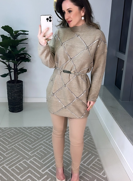 maxi tricot bordado paetê