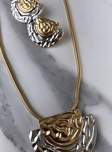 cj colar e brinco arco invertido