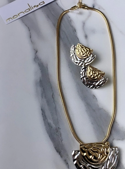 cj colar e brinco arco invertido