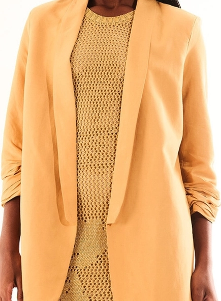 blazer open linho meia manga