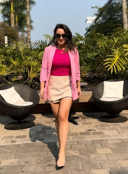 blazer open linho meia manga