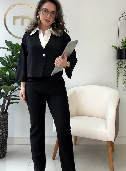 calça reta viscolinho bless borda barroca