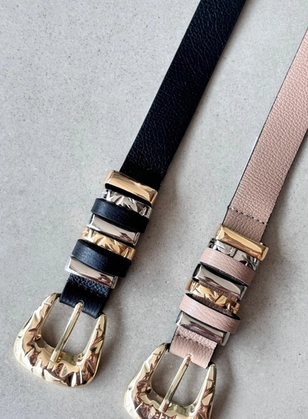 cinto couro passantes mix banhos 3cm