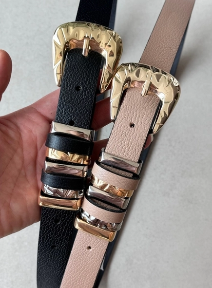 cinto couro passantes mix banhos 3cm