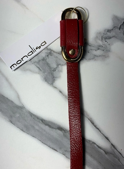 cinto couro passante oval gold