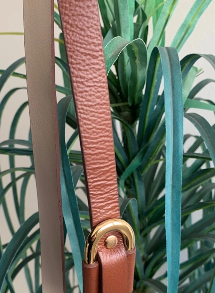 cinto couro passante oval gold