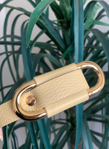 cinto couro passante oval gold