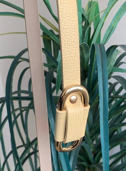 cinto couro passante oval gold