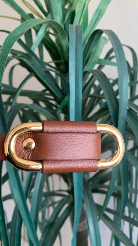 Cinto couro passante oval gold