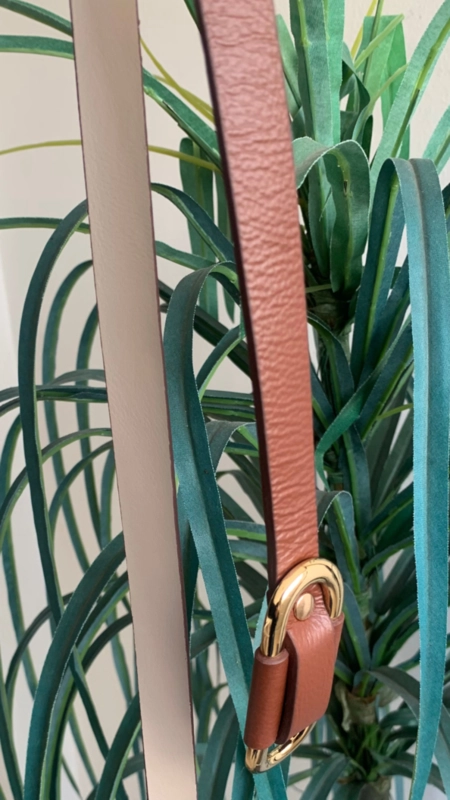 Cinto couro passante oval gold