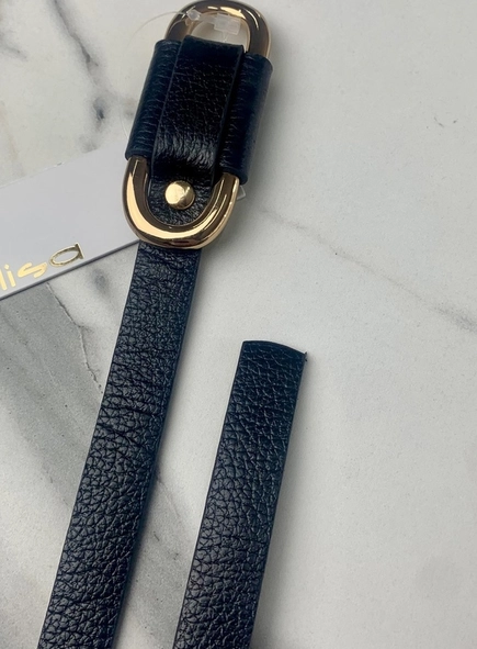 cinto couro passante oval gold