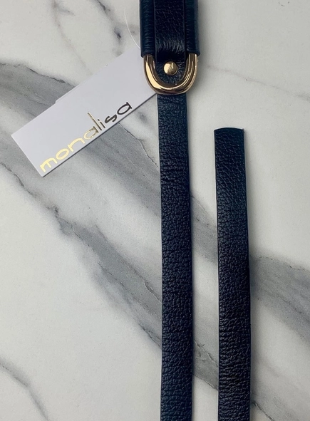 cinto couro passante oval gold