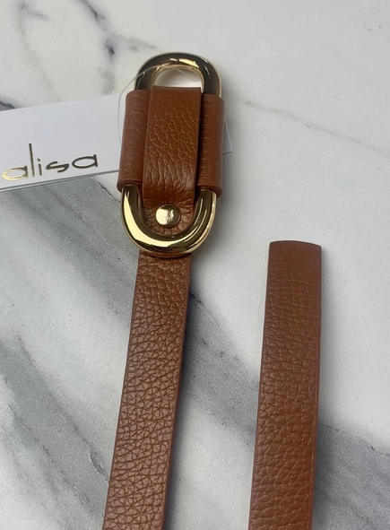 cinto couro passante oval gold