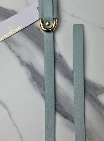 cinto couro passante oval gold