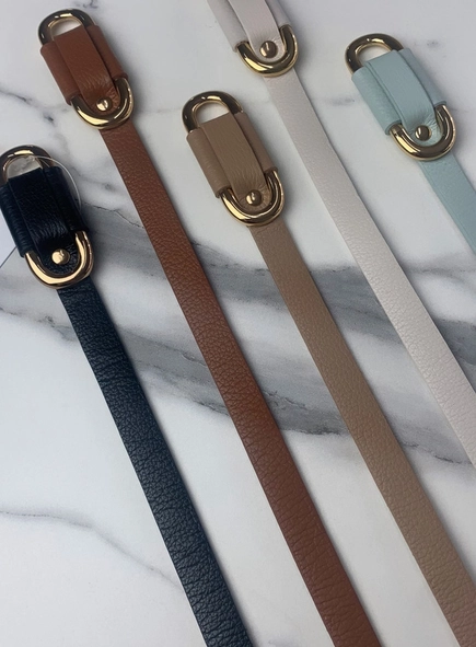 cinto couro passante oval gold