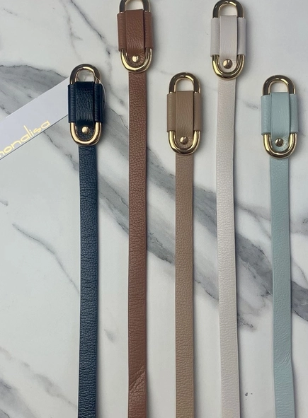 cinto couro passante oval gold