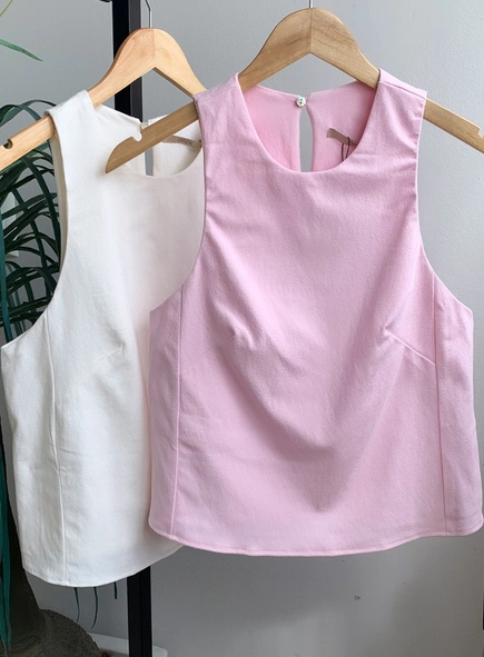 blusa open crepe sem manga