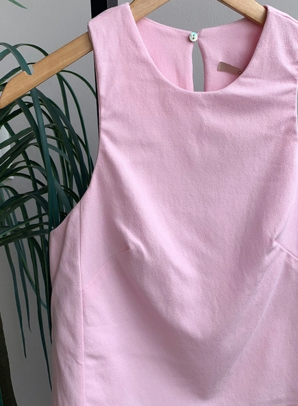 blusa open crepe sem manga