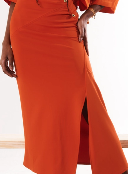 saia midi open malha piercing