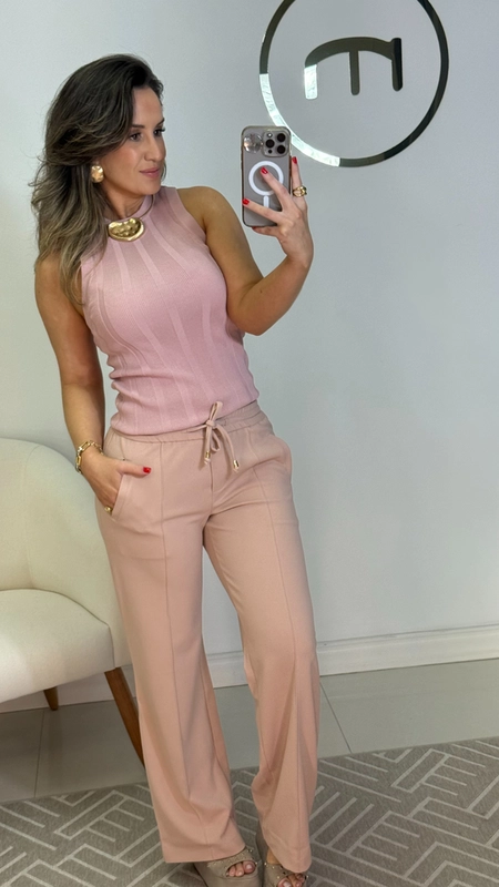 calça sport chic wideleg malha crepe