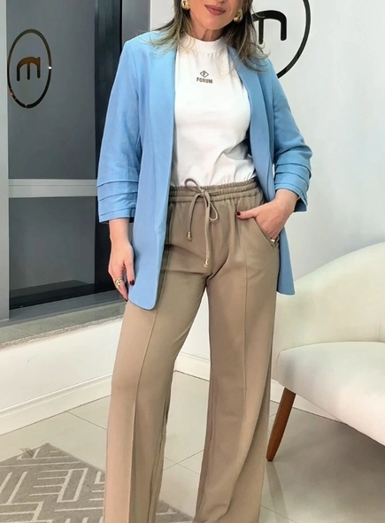 calça sport chic wideleg malha crepe