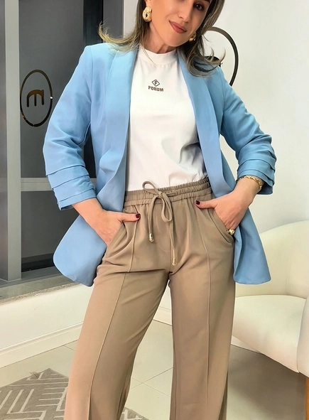 calça sport chic wideleg malha crepe