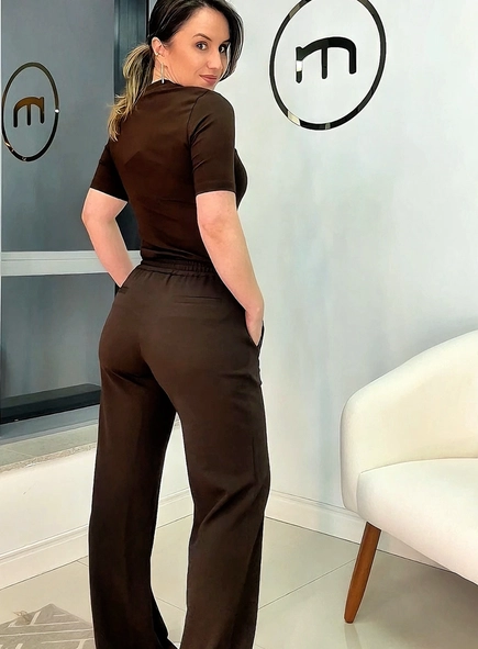 calça sport chic wideleg malha crepe