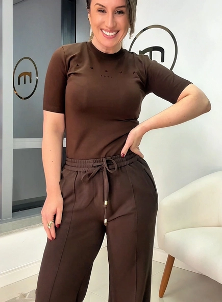 calça sport chic wideleg malha crepe