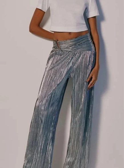 calça plissada metalizada forum