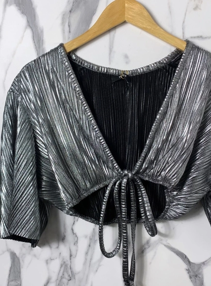 blusa plissada metalizada forum