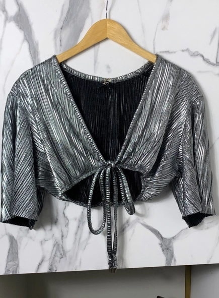 blusa plissada metalizada forum