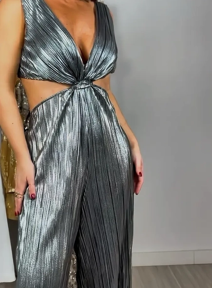 macacão plissado metalizado forum