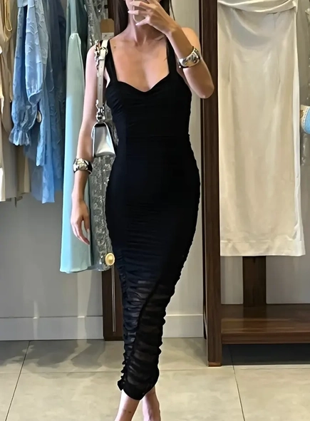 vestido midi forum tule listrado