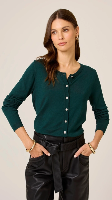 cardigan tricot dudalina botão joia