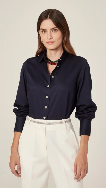 camisa dudalina ml regular botão joia