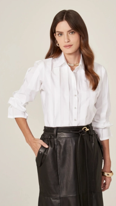 camisa dudalina ml slim pregas botão joia