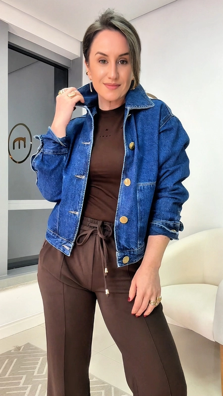 jaqueta jeans dudalina bolso sofistic