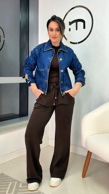 jaqueta jeans dudalina bolso sofistic