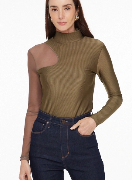 blusa animale jeans ml canelada transparência