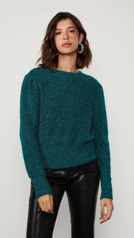blusa tricot animale jeans lurex pelinho