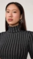 blusa tricot animale jeans gola alta lurex canelado