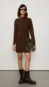 vestido curto tricot animale jeans botões gola e manga