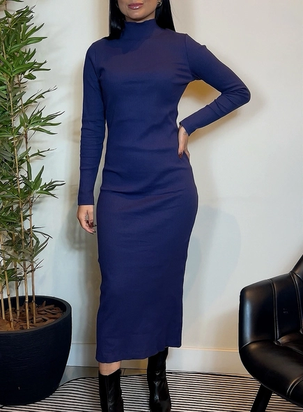 vestido longo animale jeans ml basic malha canelada