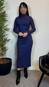 vestido midi animale jeans ml basic malha canelada