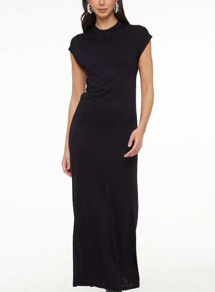 vestido longo animale jeans decote degagê costas