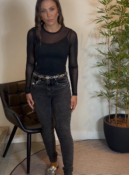 calça jeans skinny basic midi black animale jeans