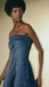 vestido midi jeans animale jeans sem alça lastex