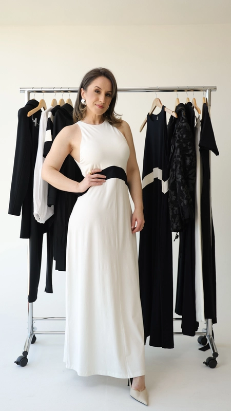 vestido longo animale regatão bicolor