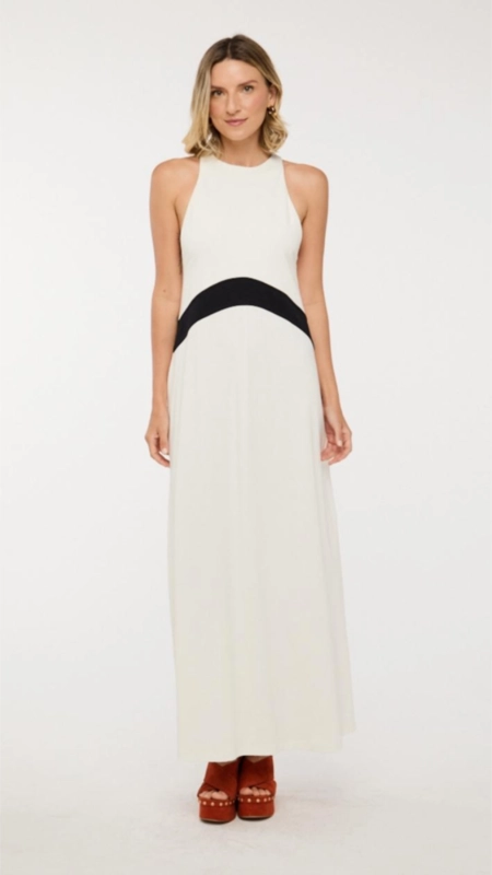 vestido longo animale regatão bicolor